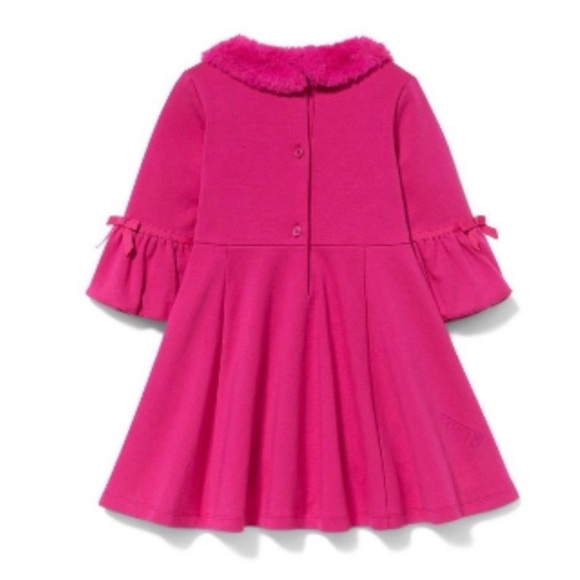 Janie and Jack FAUX FUR COLLAR PONTE DRESS PINK Size 4 formal holiday event - Picture 2 of 8